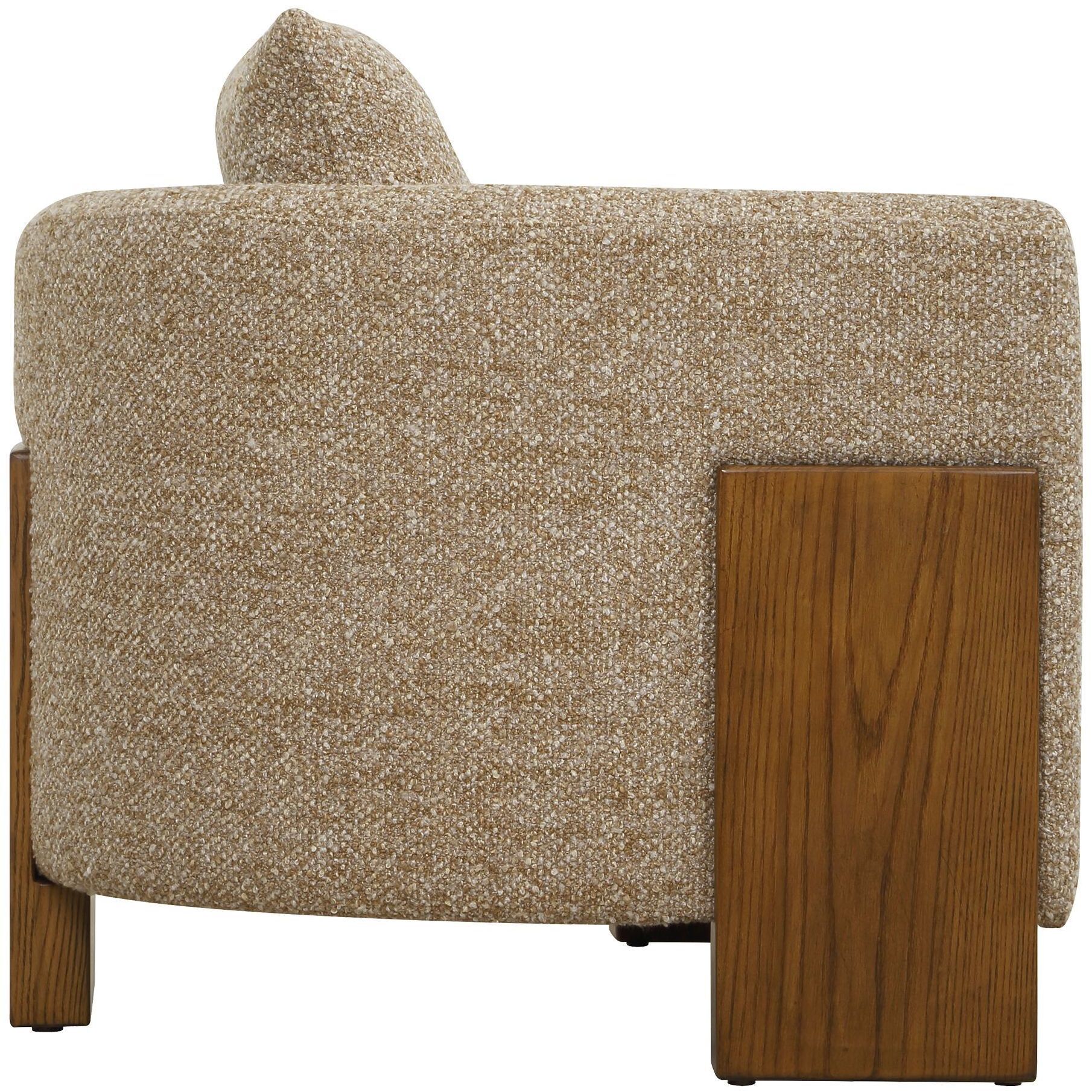 Halligan Amber and Gray and Cream with Walnut Accent Chair