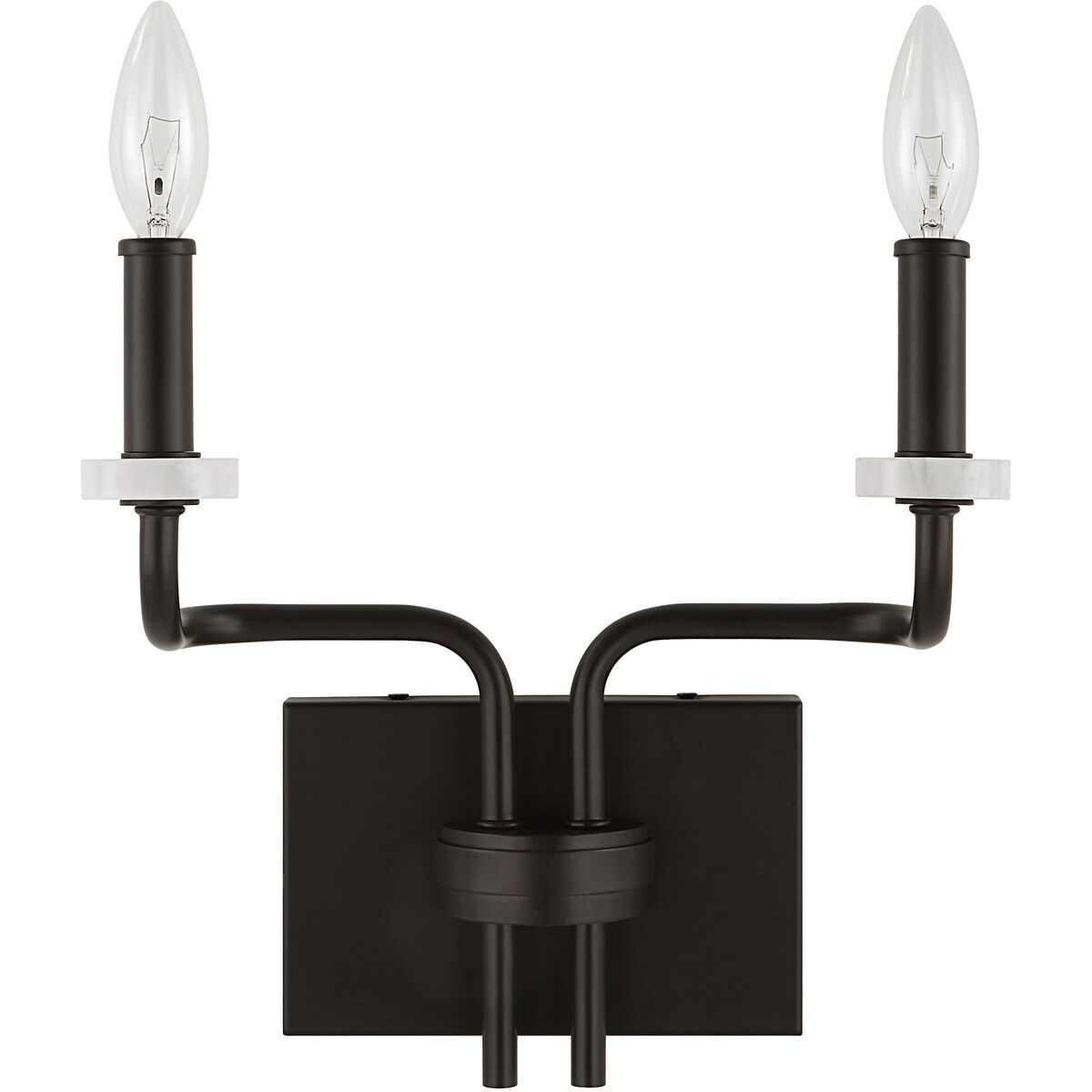 Ebony Elegance 2 Light 12 inch Matte Black and White Marble Sconce Wall Light
