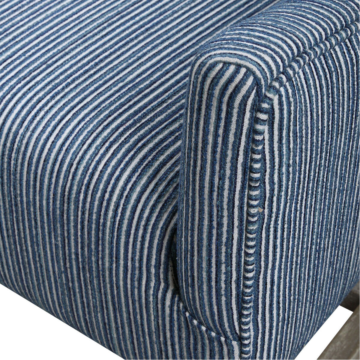 Galiot Blue and White Fabric with Natural Wood Accent Chair