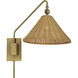 Phuvinh 1 Light 12 inch Natural Rattan and Antique Brass Sconce Wall Light