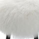 Wooly 18.5 inch White Sheepskin and Matte Black Accent Stool