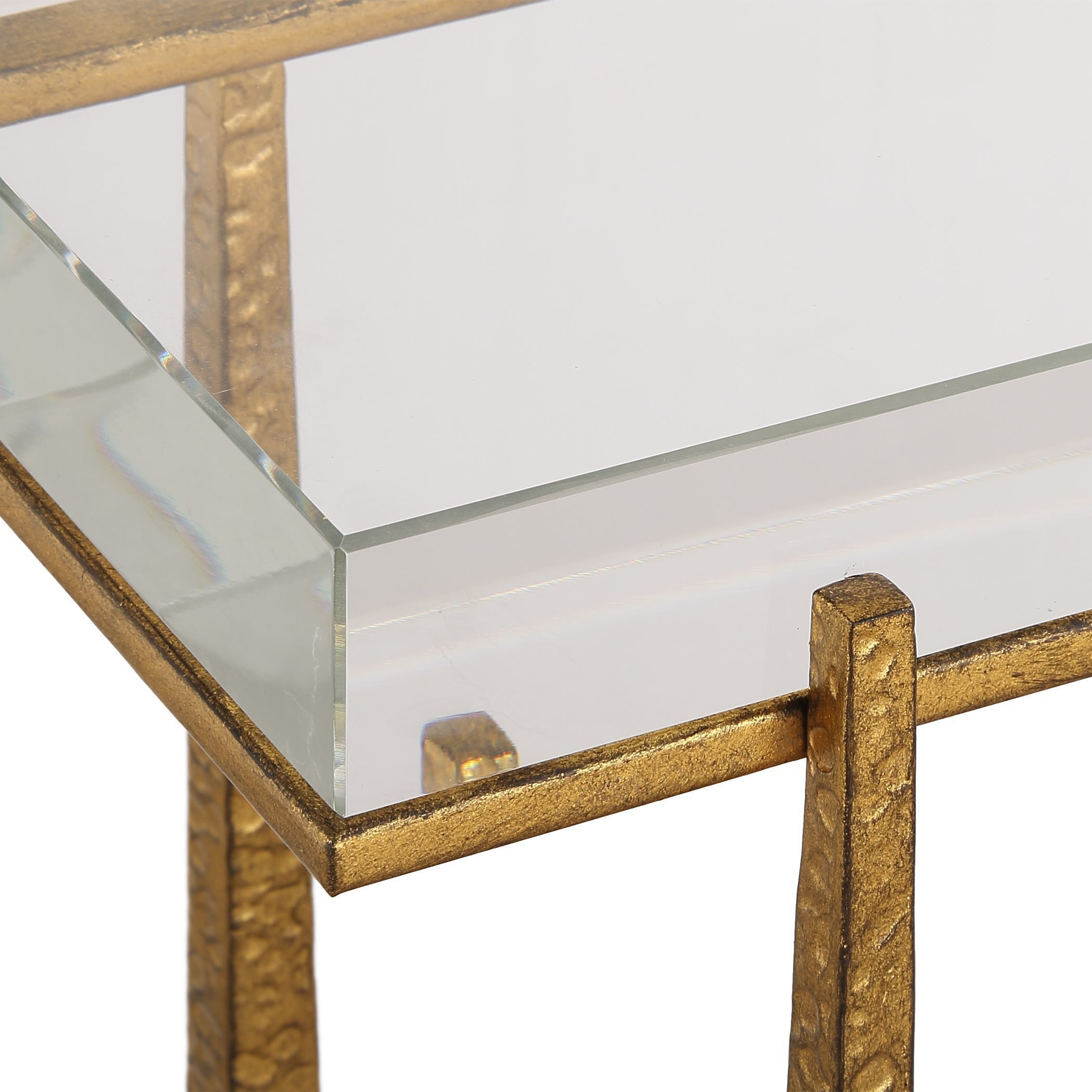 Midas 24 X 24 inch Antique Gold and Crystal Accent Table