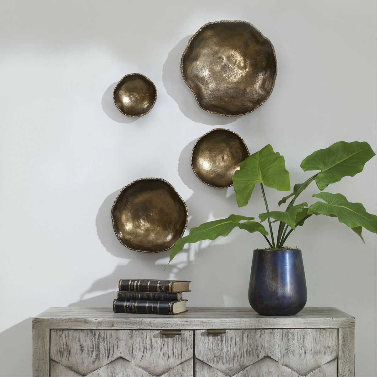 Lucky Vintage Brass Wall Bowls, Set of 4