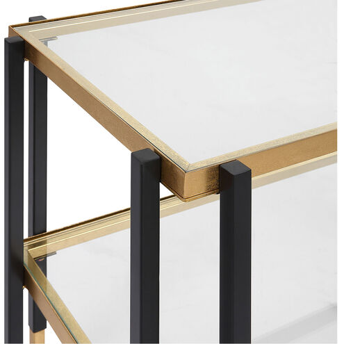 Kentmore 28 X 24 inch Matte Black and Brushed Gold Side Table