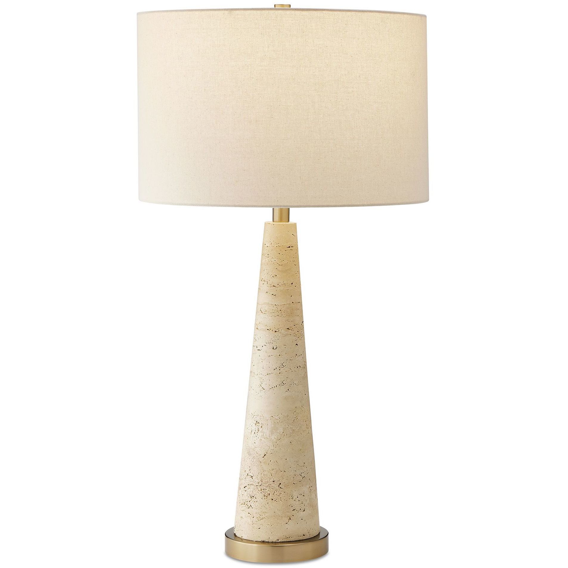 Perkins 31.63 inch 150.00 watt Beige Travertine and Brass Table Lamp Portable Light