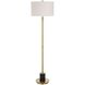 Guard 65 inch 150.00 watt Antiqued Plated Brass and Black Marble Floor Lamp Portable Light