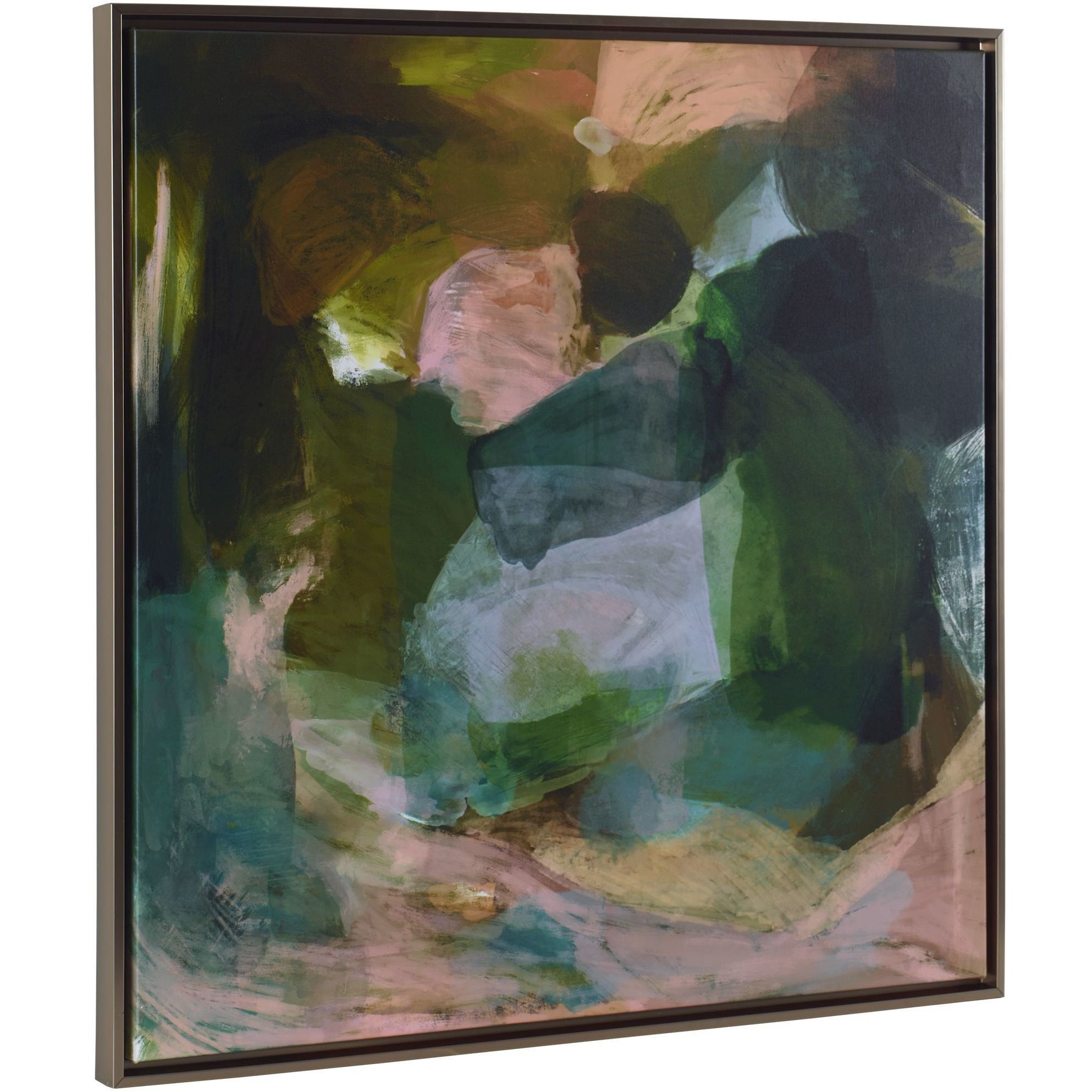 Forever Ever Multi-Colored and Bronze Gold Framed Abstract Art