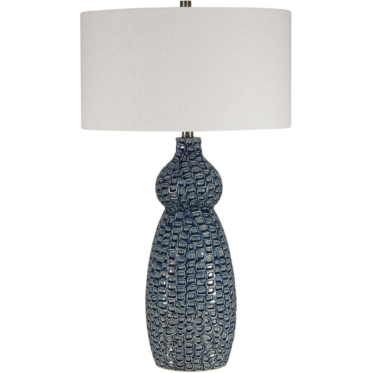 Holloway 32 inch 150.00 watt Deep Cobalt Blue Glaze with Brushed Nickel Accents Table Lamp Portable Light