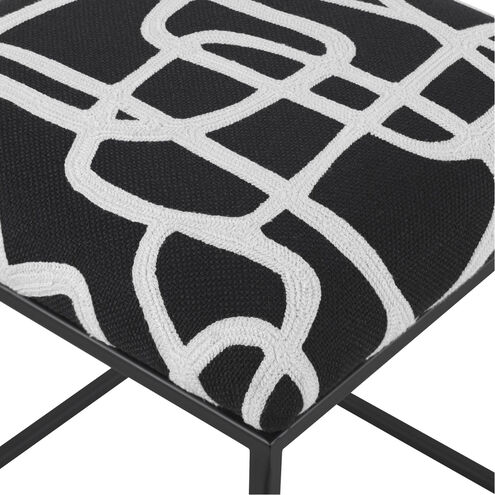 Twists And Turns 19 inch Black and White with Matte Black Accent Stool