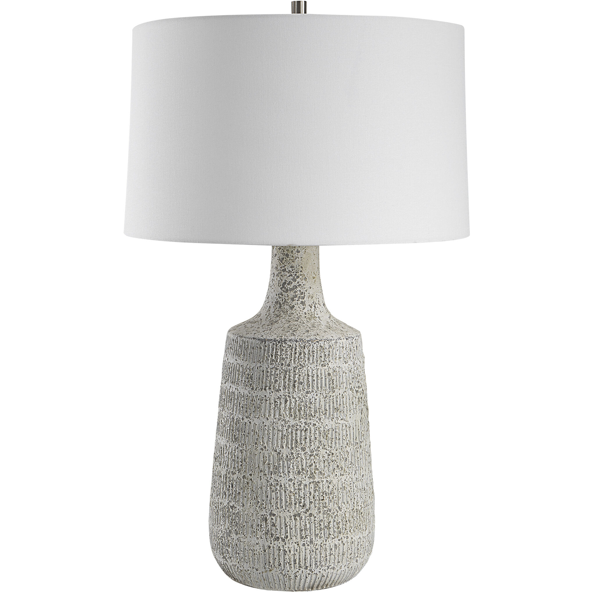 Scouts 29 inch 150.00 watt Gray and Off-White Matte Glaze with Brushed Nickel Table Lamp Portable Light