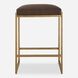Atticus 25.75 inch Antique Brushed Brass with Cocoa Faux Leather Counter Stool