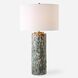Meltdown 28.5 inch 150.00 watt Textured Ivory and Teal Glaze on Charcoal with Brass Table Lamp Portable Light