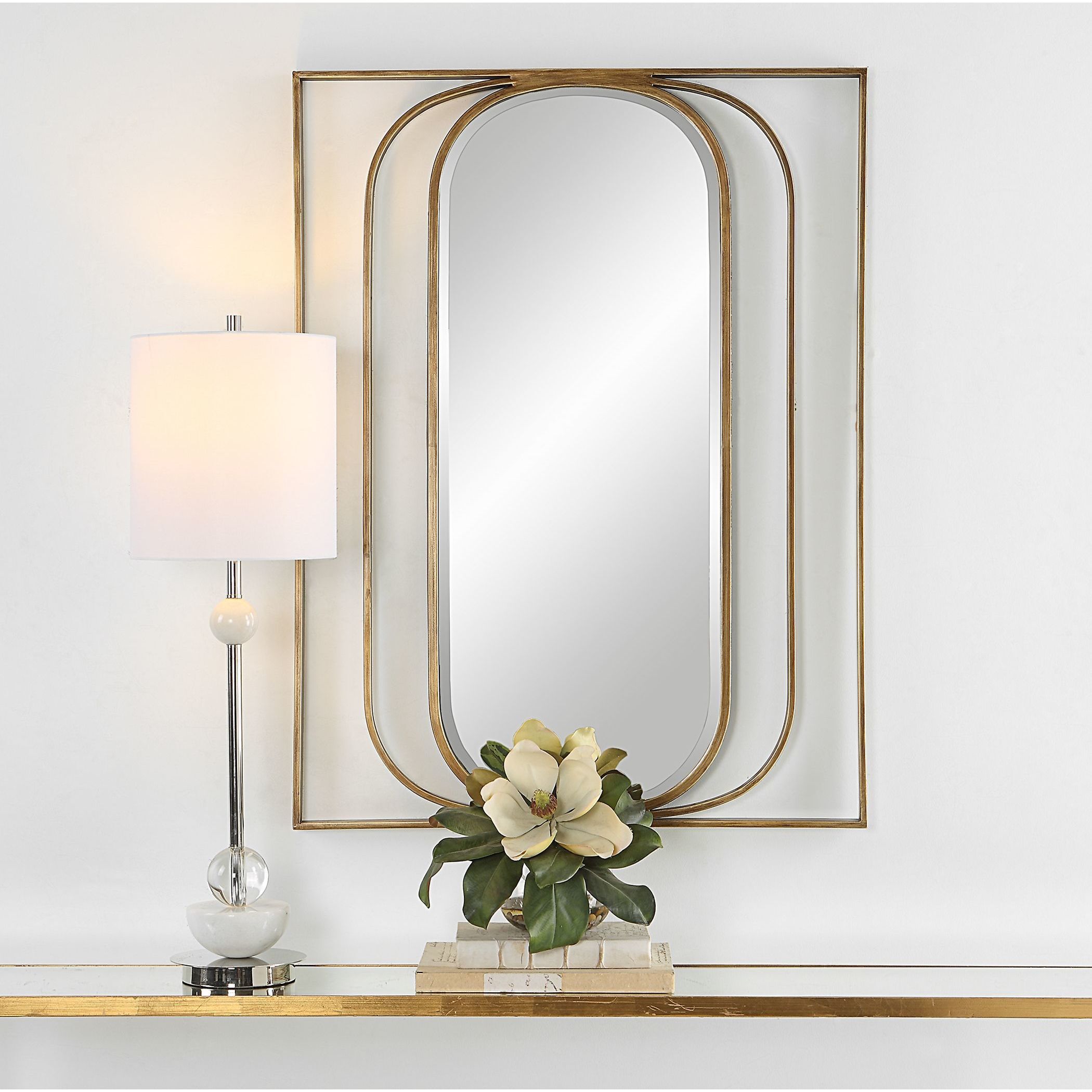 Replicate 40 X 30 inch Antiqued Gold Mirror