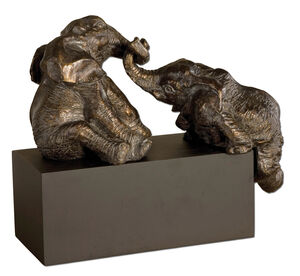 Playful Pachyderms Antique Bronze Patina Figurines