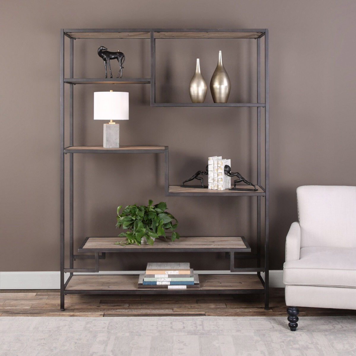 Sherwin 80 X 58 inch Aged Black Etagere