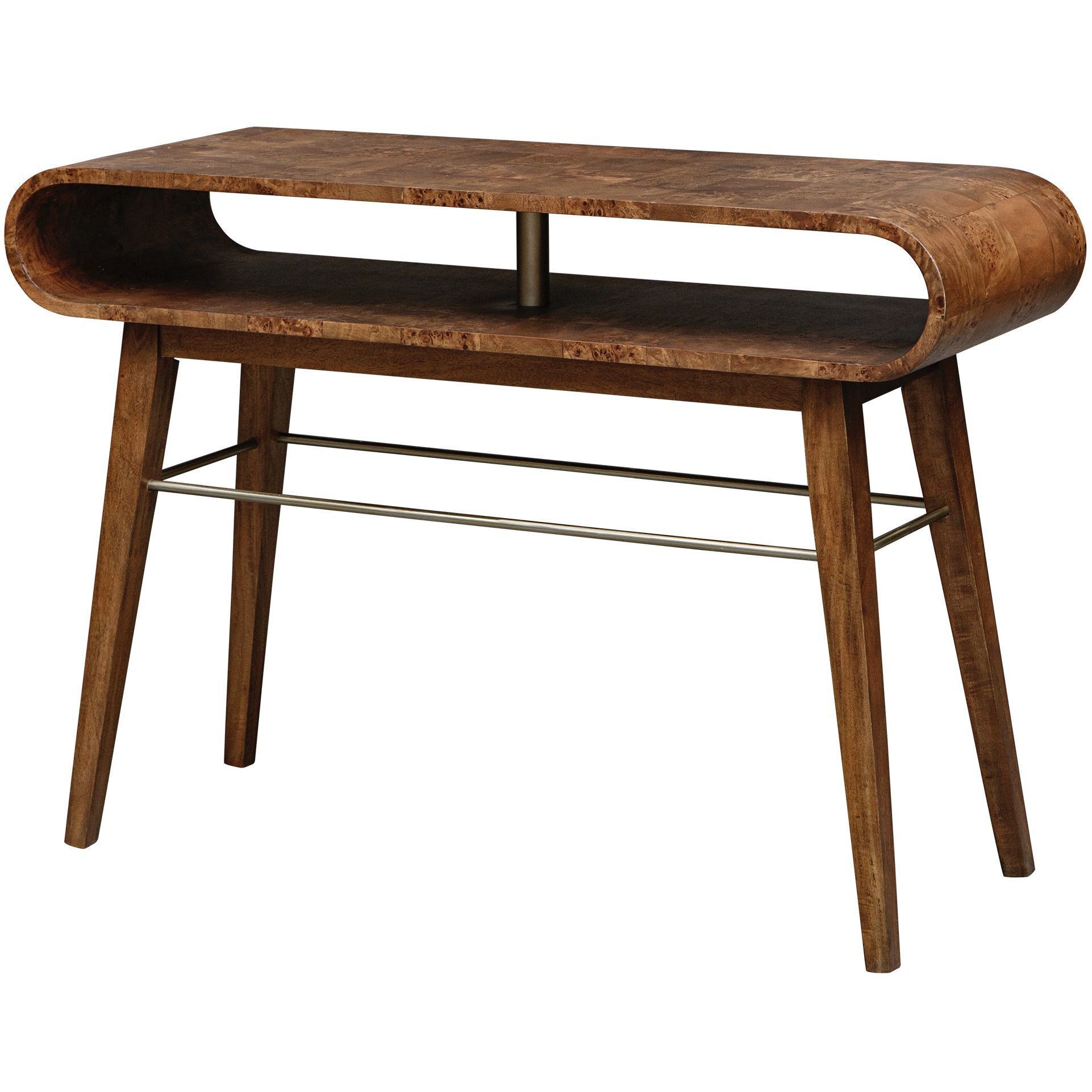 Ledger 46 inch Burl Veneer and Java Wood with Brass Console Table