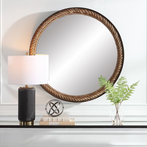 Bolton 36 X 36 inch Natural Twisted Rope and Distressed Black Mirror