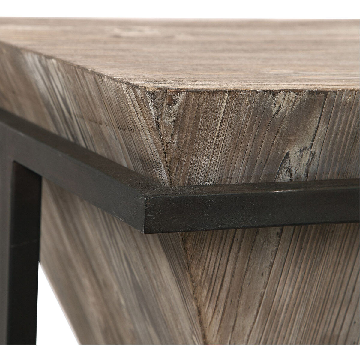 Bertrand 25 X 18 inch Gray Wash Aged Fir Wood and Aged Black Accent Table