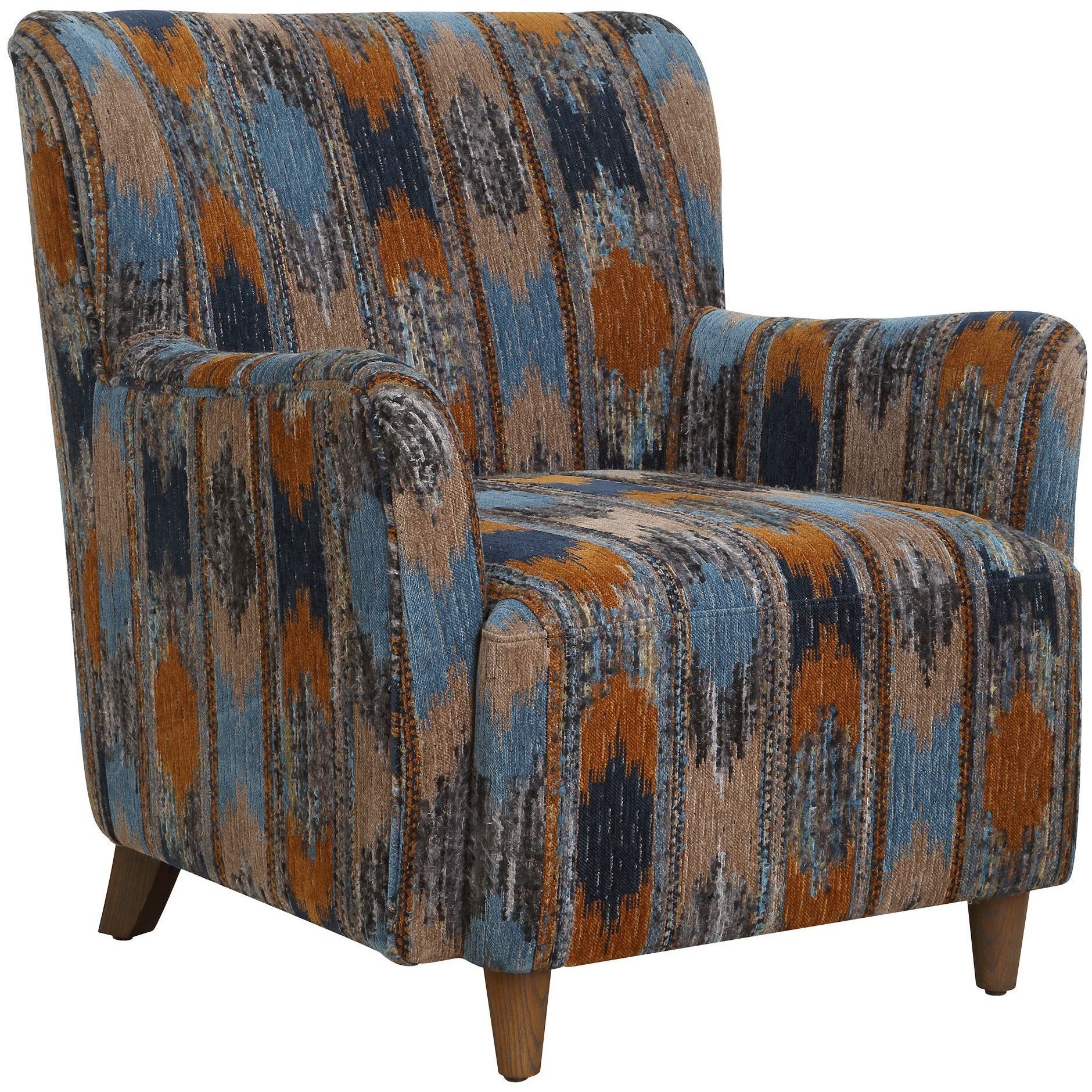 Lainey Sapphire and Rust and Spa Blue with Walnut Armchair