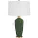 Verdell 29 inch 150.00 watt Mottle Dark Mossy Green Glaze and Antiqued Brass Table Lamp Portable Light