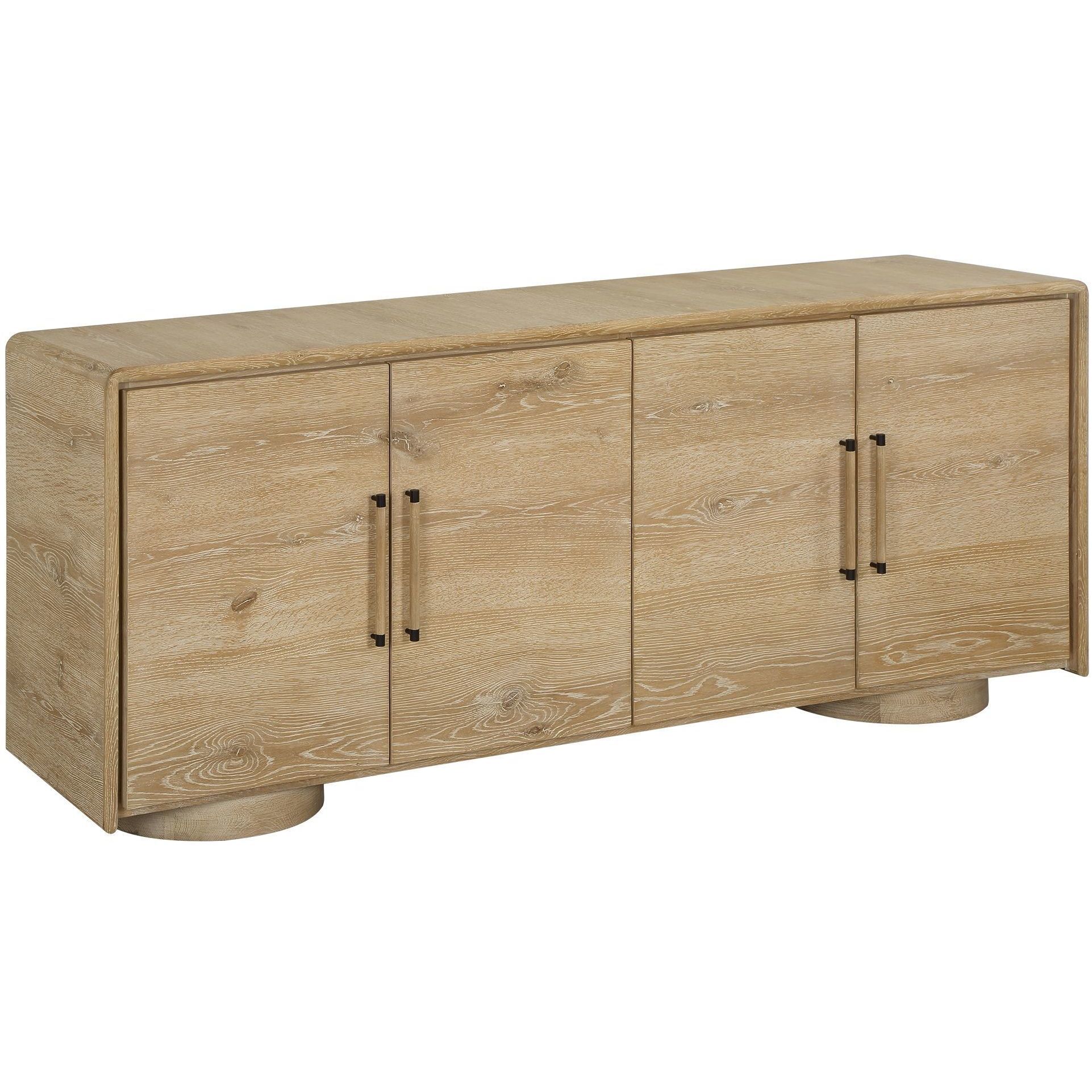 Evanston Natural and Black 4 Door Cabinet