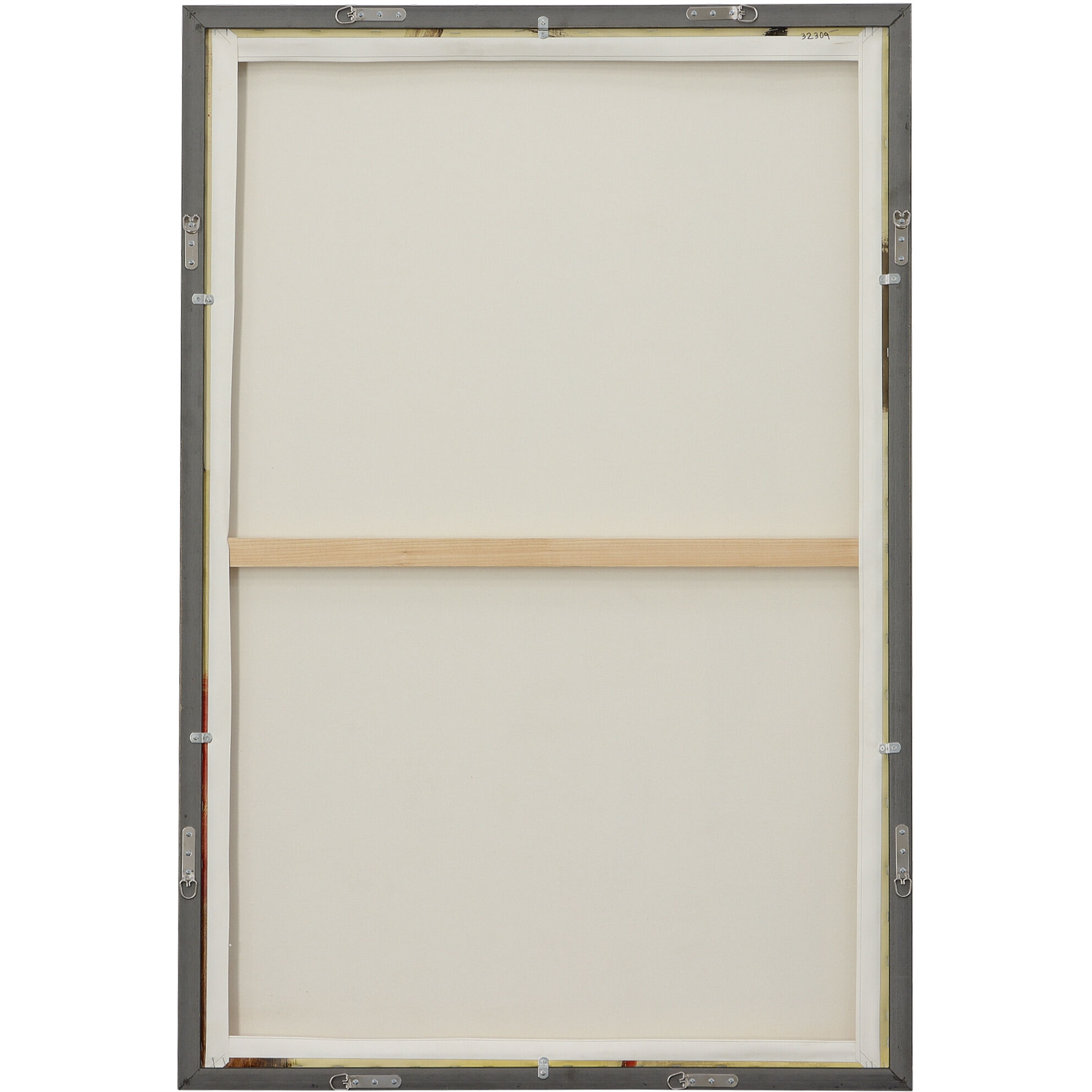 Peaches Beige and Red with Taupe Framed Canvas Abstract Art