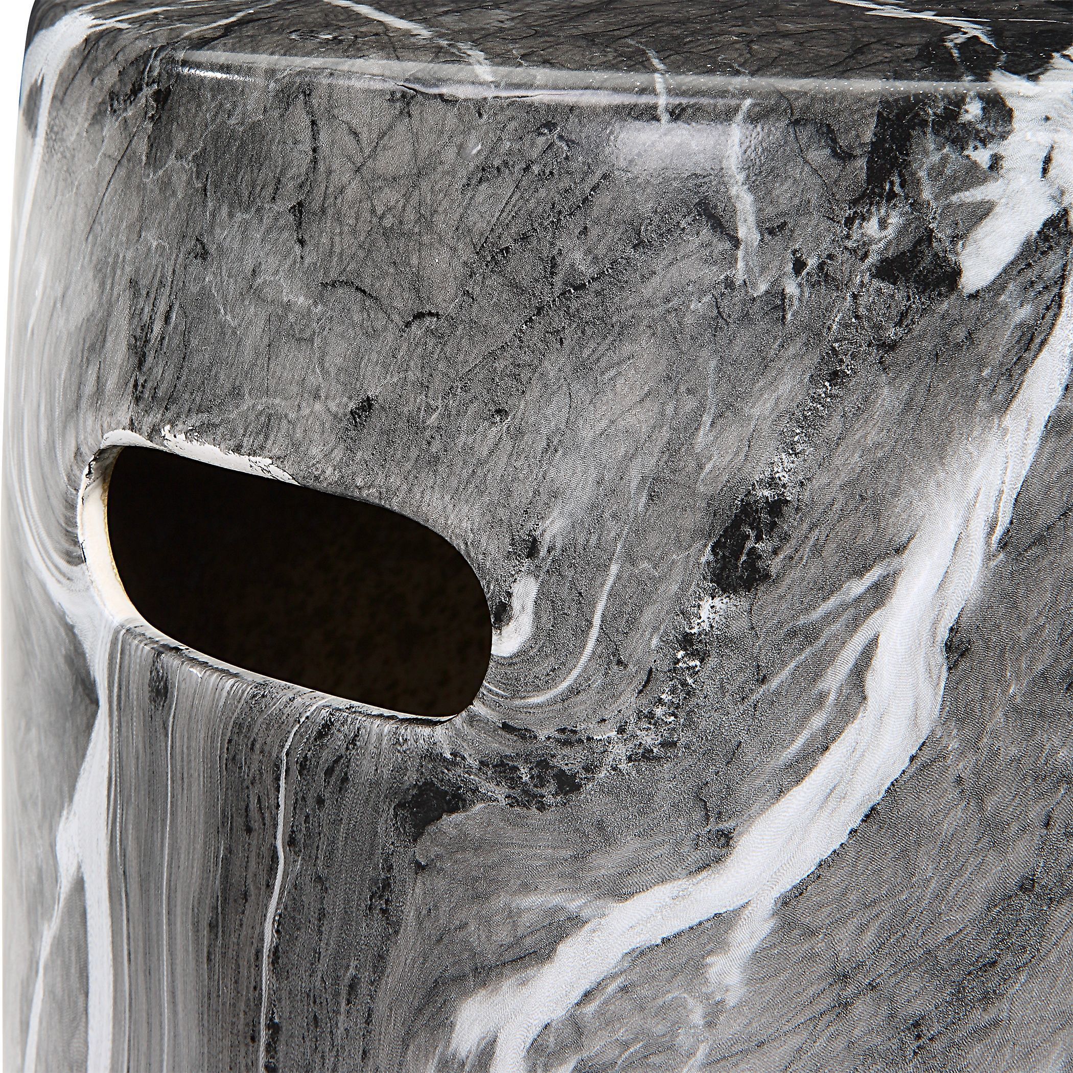 Marvel 17 inch Black and White Marbled Garden Stool