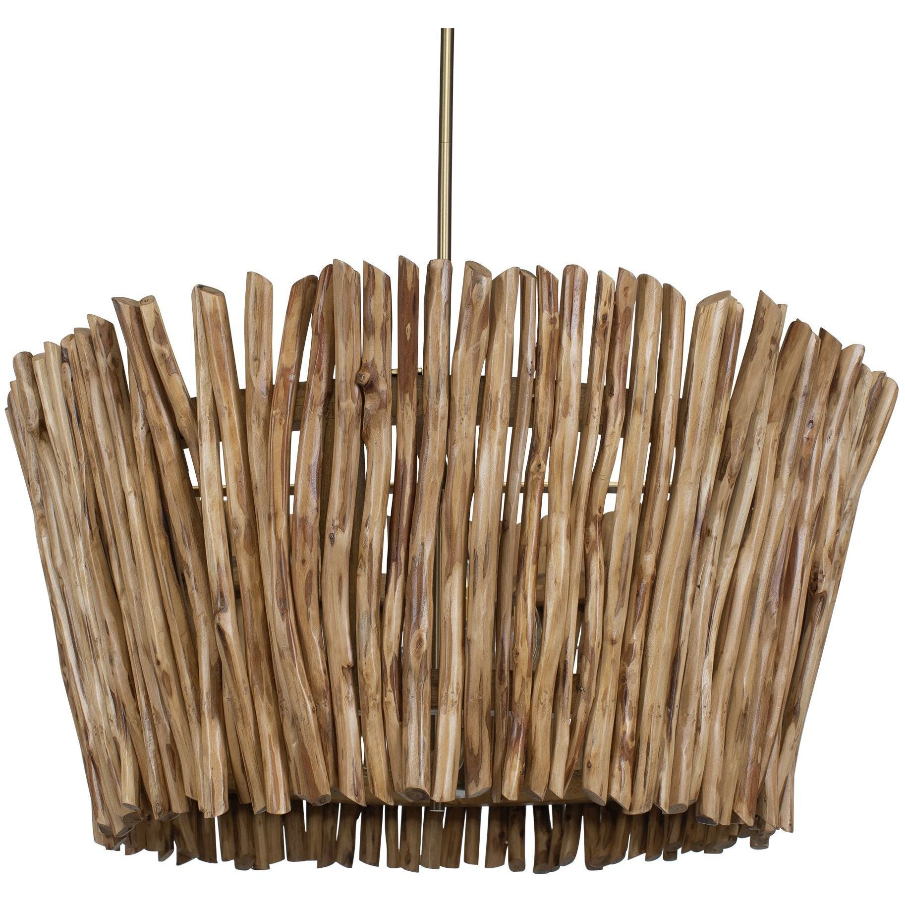 Rhea 4 Light 29.5 inch Antique Brass and Natural Chandelier Ceiling Light