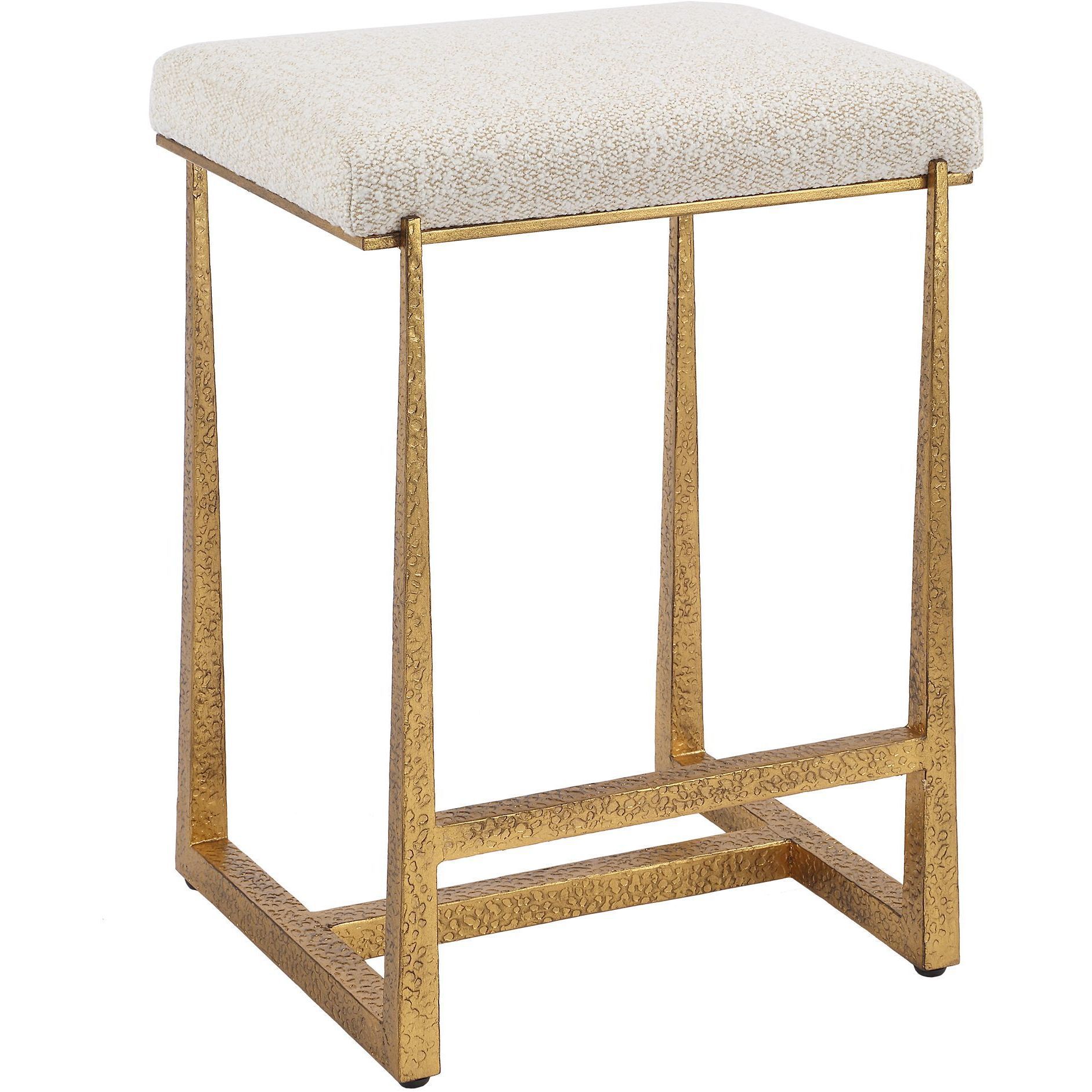 Midas 26 inch Textured Antique Gold and Driftwood Toned Polyester Counter Stool