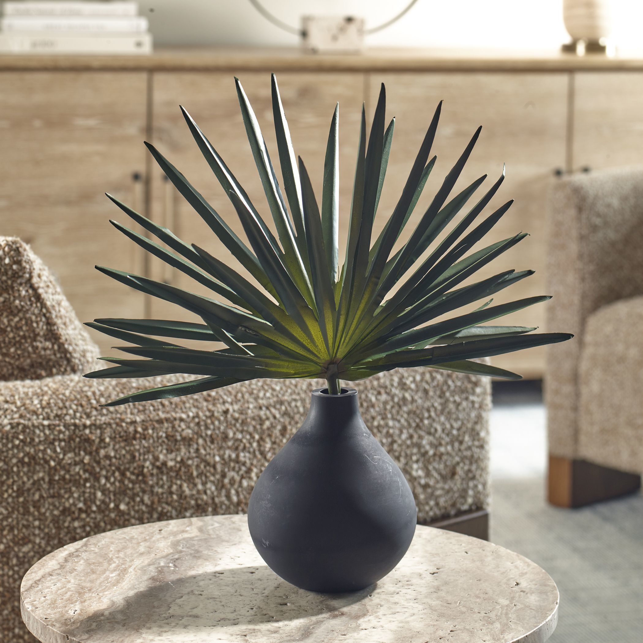 Axis Palm Matte Black and Green Accent & Vase