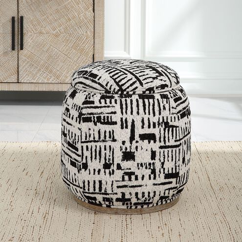 Dialogue 18 inch Black and Off White with Oak Ottoman