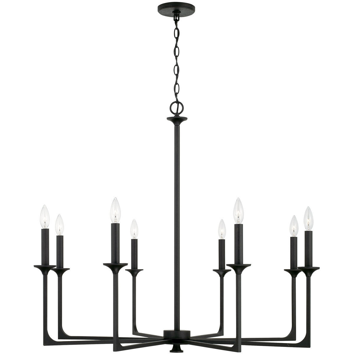 Clint 8 Light 37.75 inch Black Iron Chandelier Ceiling Light