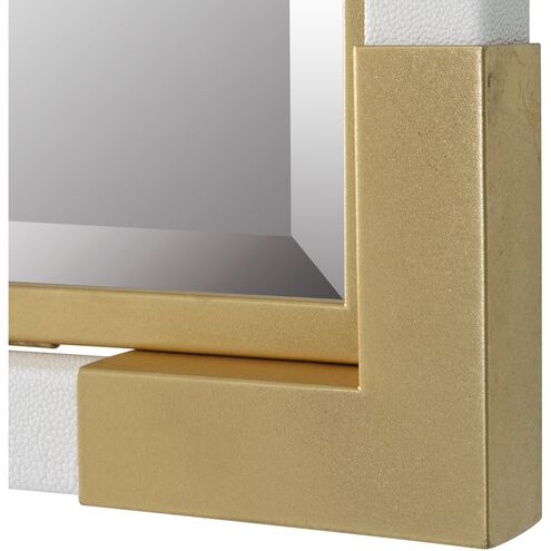 Malik 39 X 27 inch White Faux Shagreen and Gold Leaf Mirror
