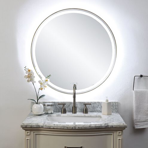 Crofton 32 X 32 inch Plated Brushed Brass LED Lighted Mirror