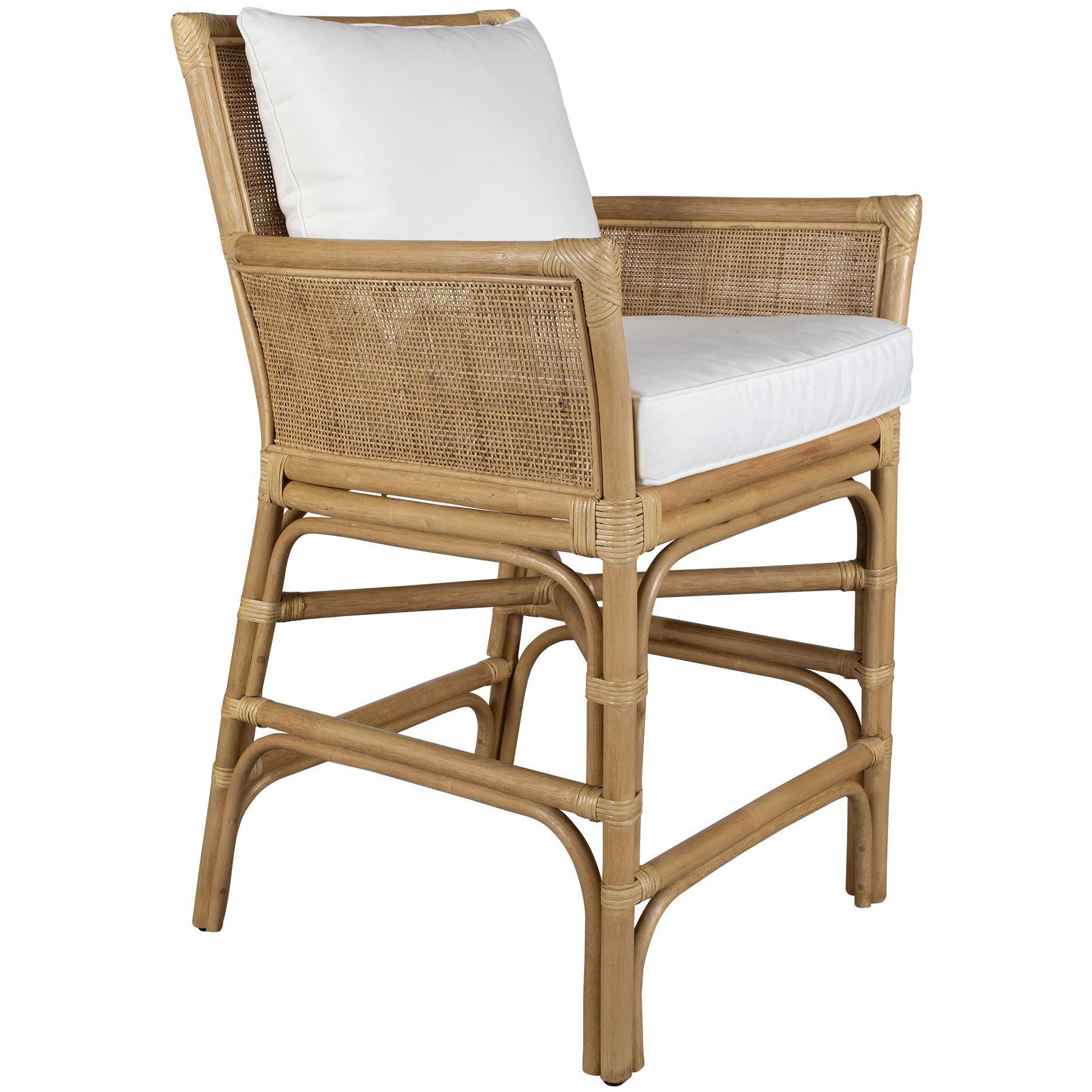 Pacific 39.5 inch White and Natural Rattan Counter Stool