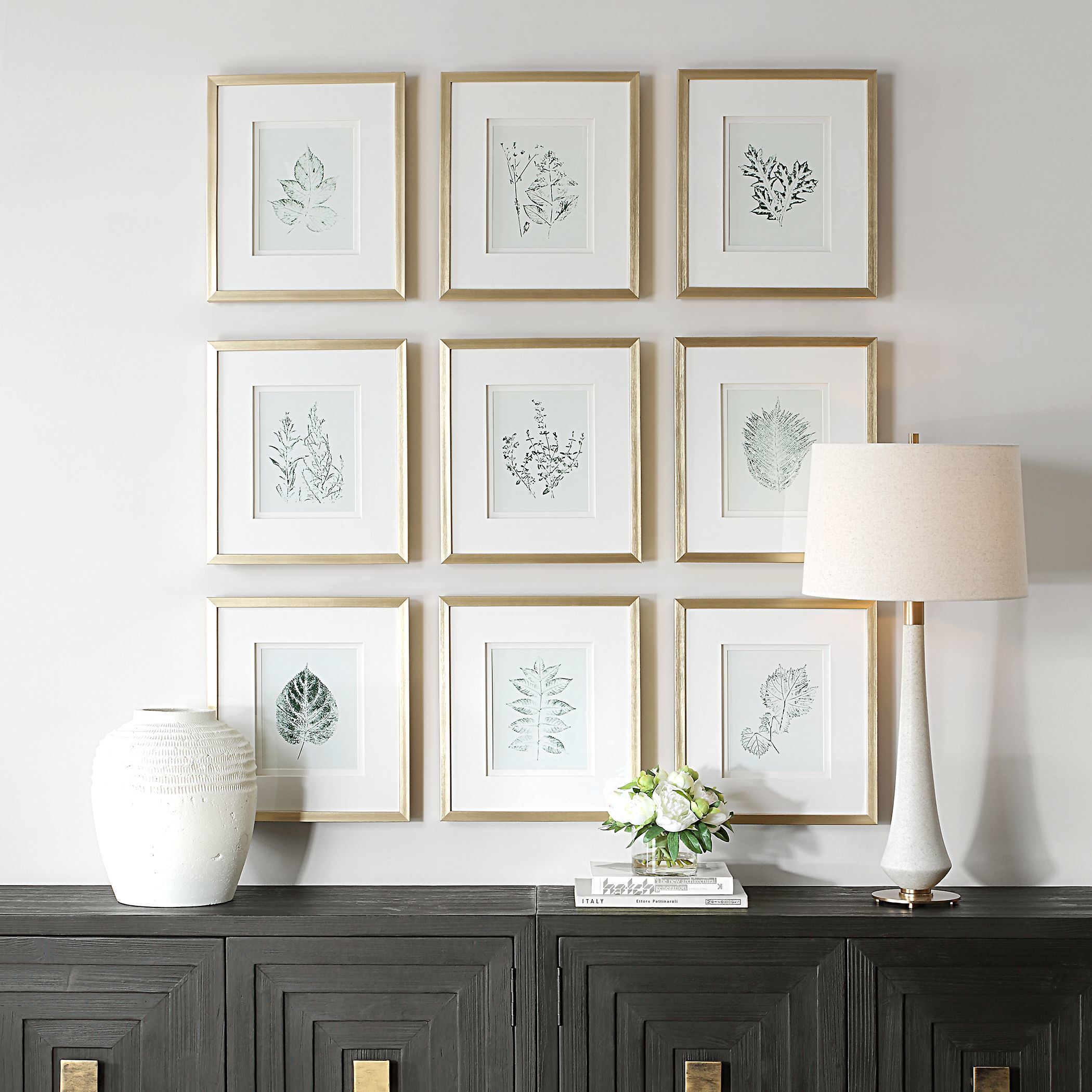 Nature's Script 17.25 X 15.25 inch Framed Botanical Prints, Set of 9