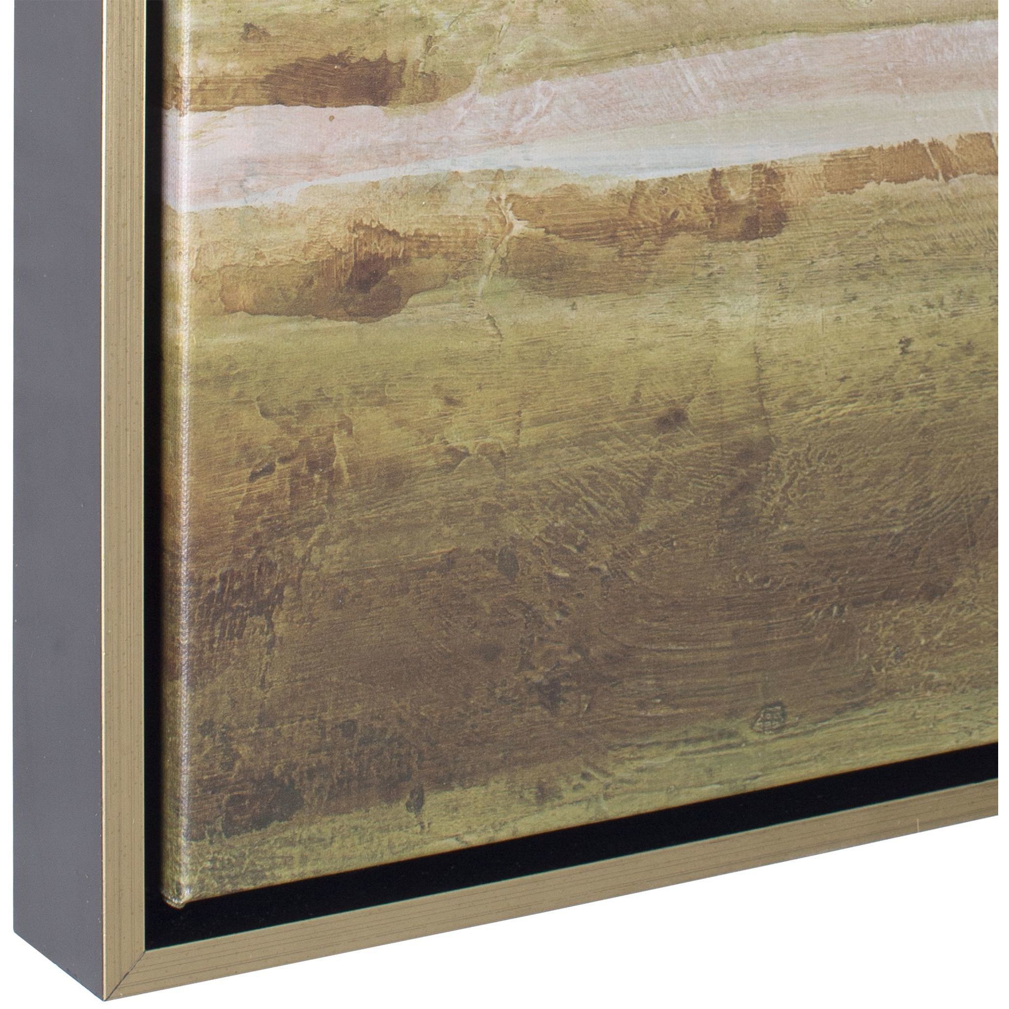 Hazy Lake White and Gray and Green and Brown Framed Landscape Art