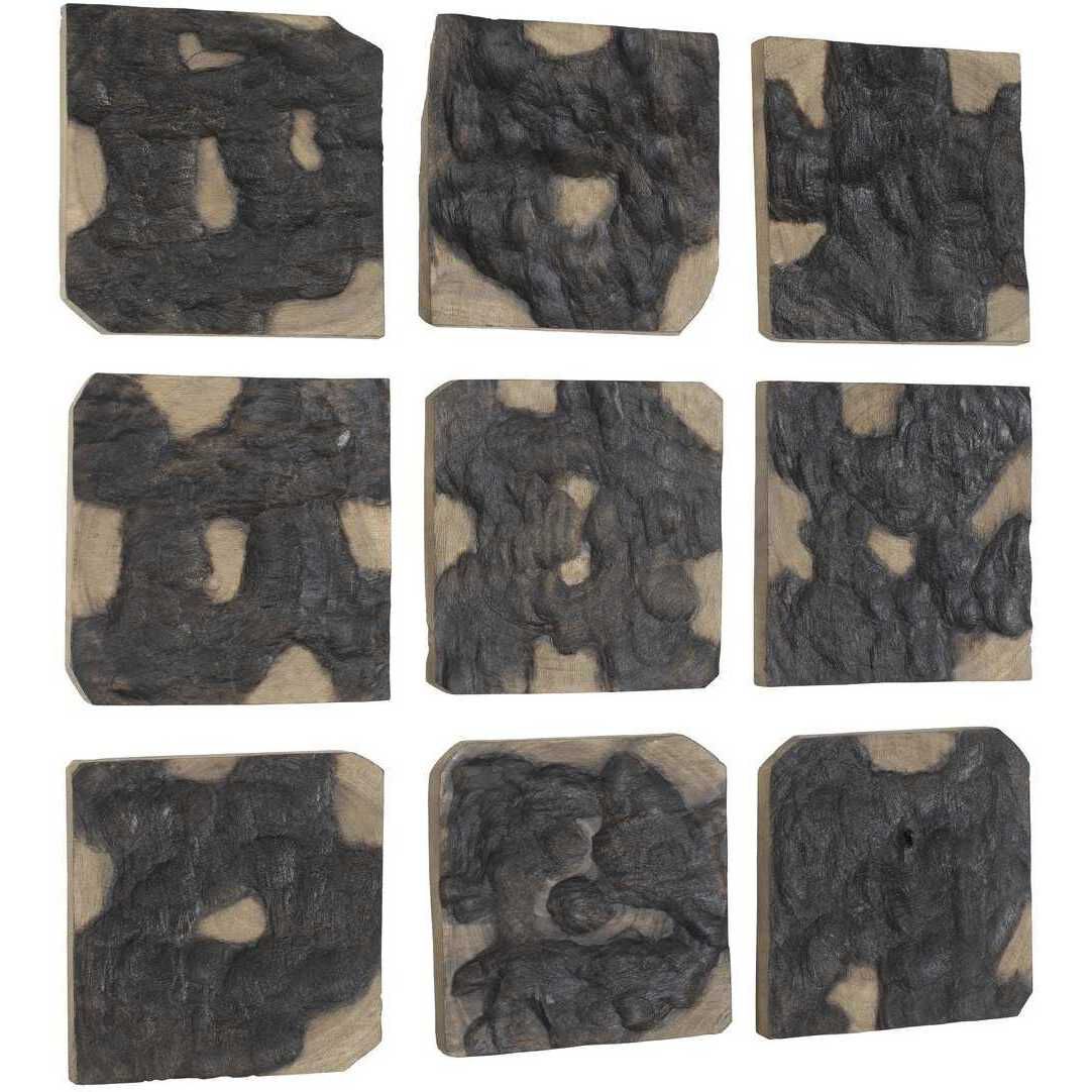 Ignite Black and Natural  Wooden Wall Decor, Set of 9