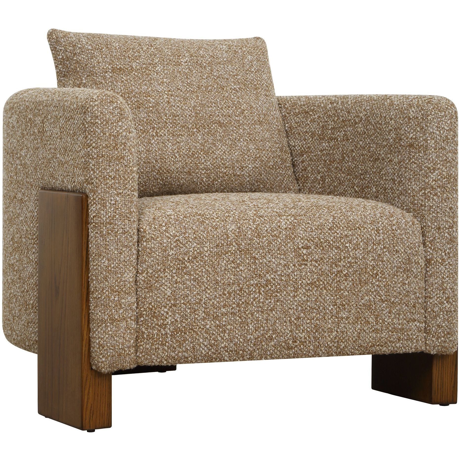 Halligan Amber and Gray and Cream with Walnut Accent Chair