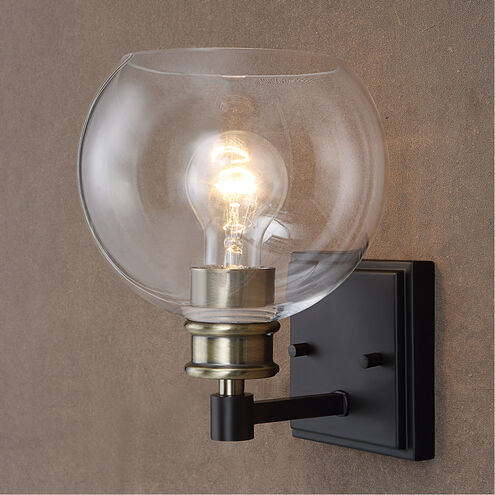 Kent 1 Light 7 inch Matte Black and Plated Antique Brass Sconce Wall Light