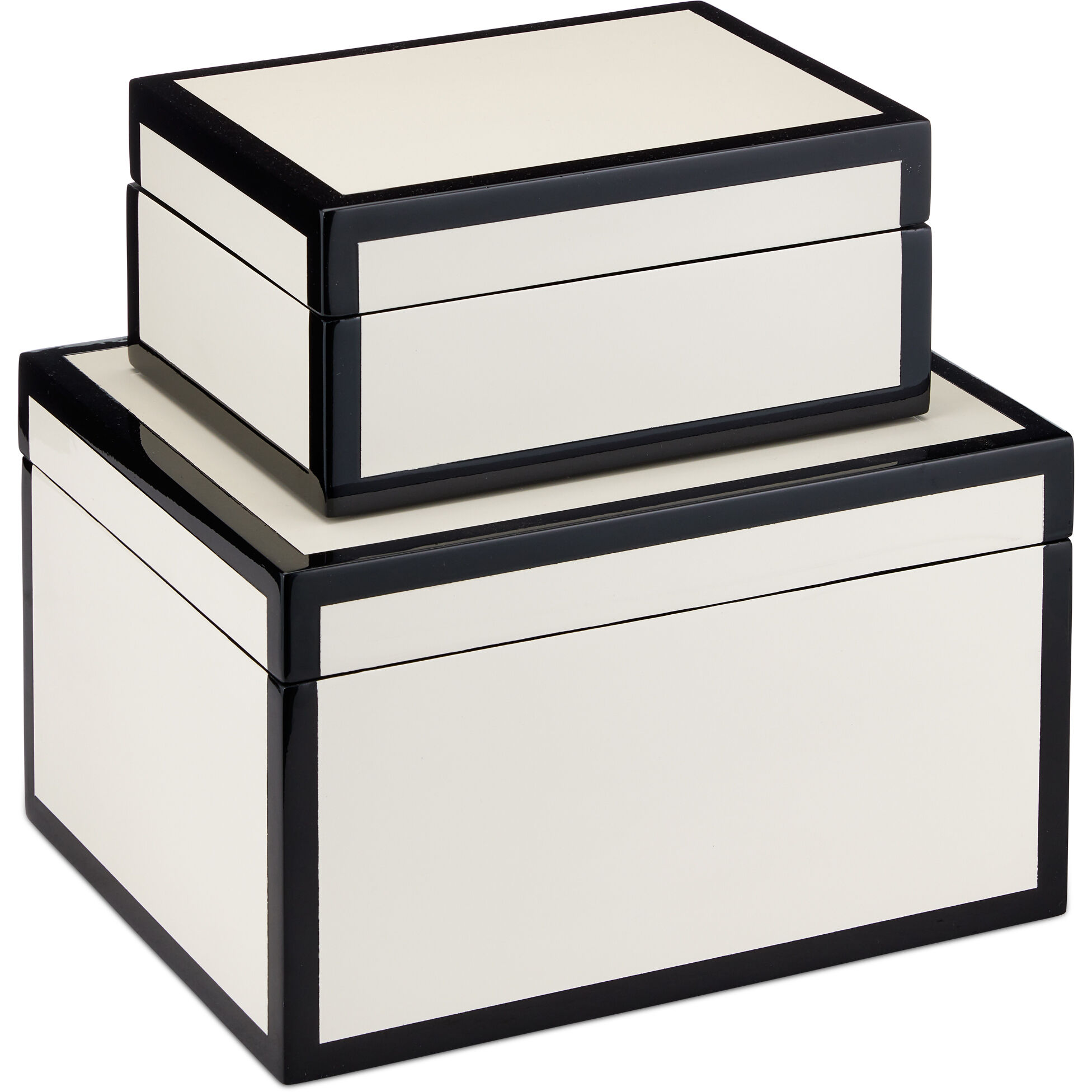 Chloe 10.25 inch Ivory/Black Boxes, Set of 2