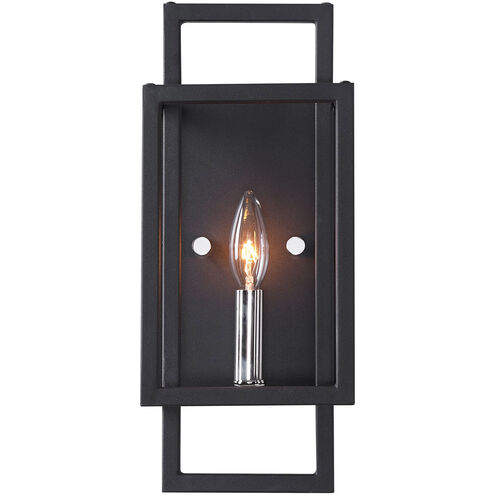 Quadrangle 1 Light 6 inch Black and Polished Nickel Sconce Wall Light