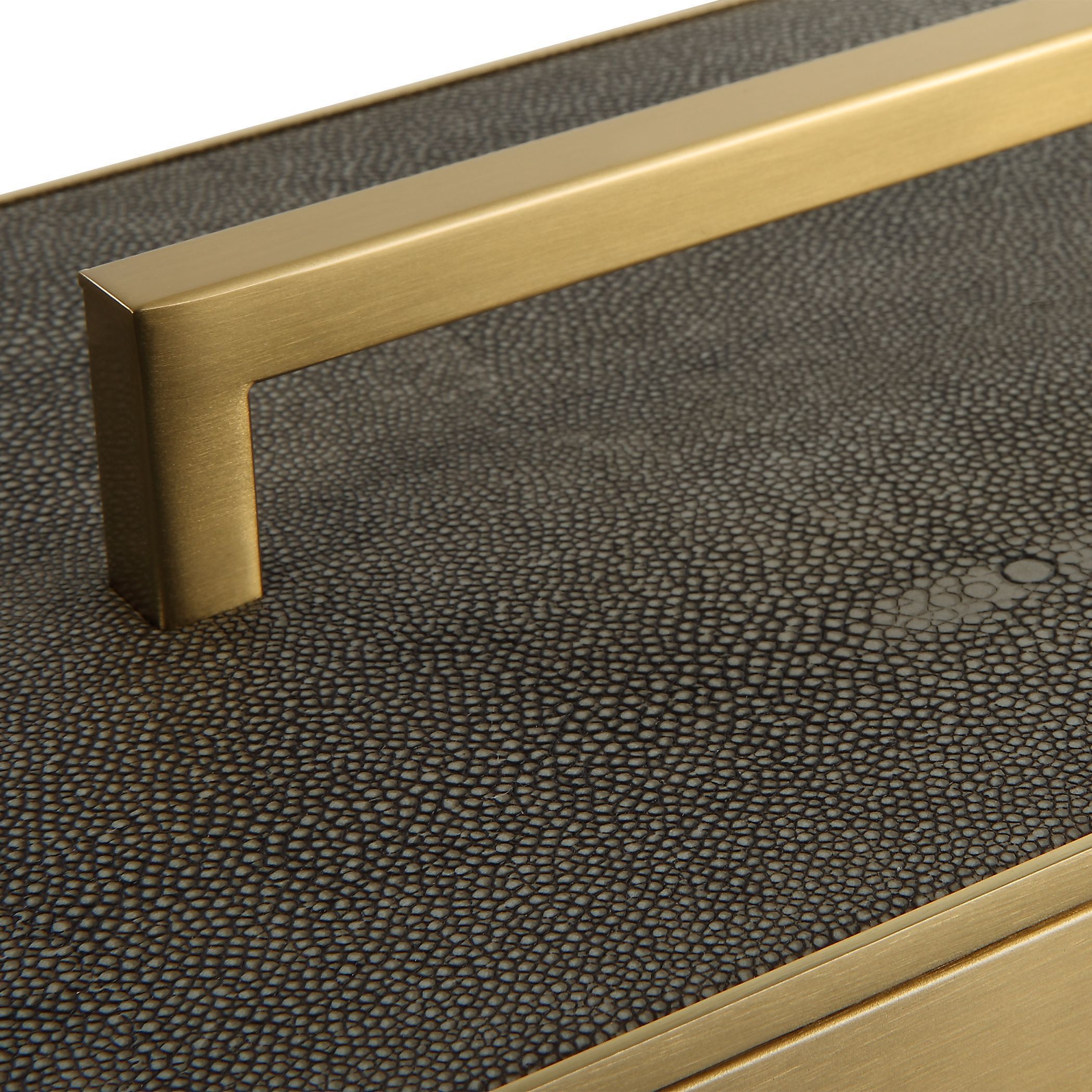 Wessex 14 inch Classic Brass and Gray Faux Shagreen Box