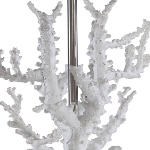 Corallo 29 inch 150 watt White Coral and Polished Nickel with Crystal Table Lamp Portable Light