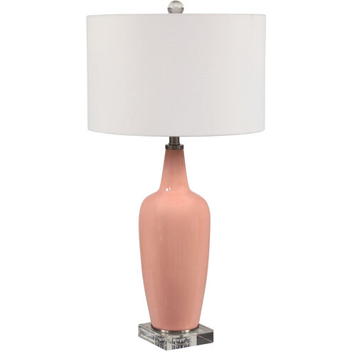 Anastasia 33 inch 150.00 watt Light Pink Glaze with Crystal and Brushed Nickel Table lamp Portable Light