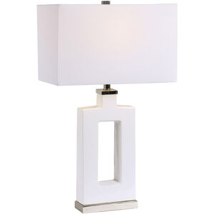 Entry 30 inch 150.00 watt Stark White Glaze with Polished Nickel Details Table Lamp Portable Light