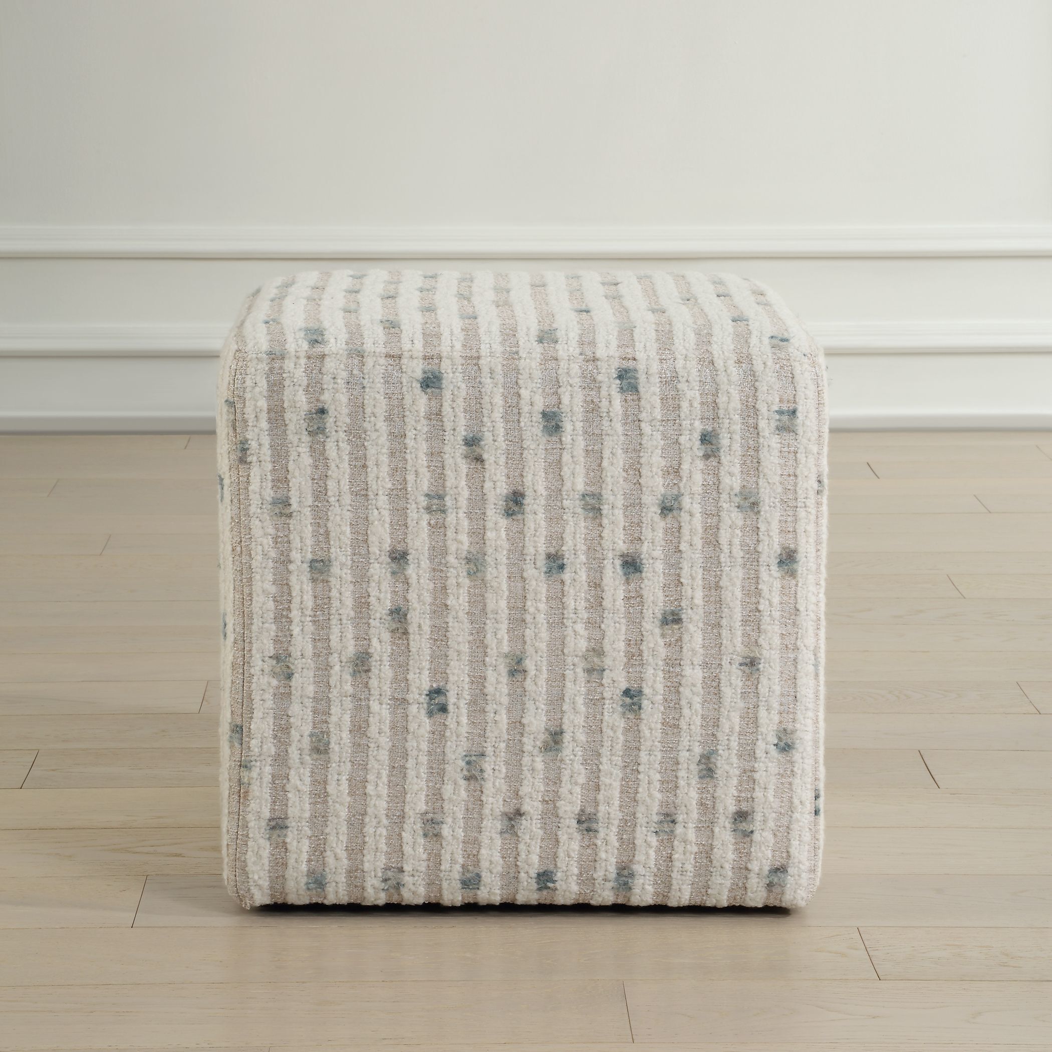 Joie 18 inch White and Sea Blue Ottoman
