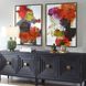 Tried And True Multi-Colored and Bronze Gold Framed Abstract Art, Set of 2
