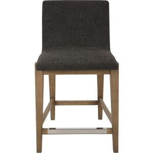 Klemens 38.5 inch Charcoal Brown Fabric and Light Walnut Counter Stool