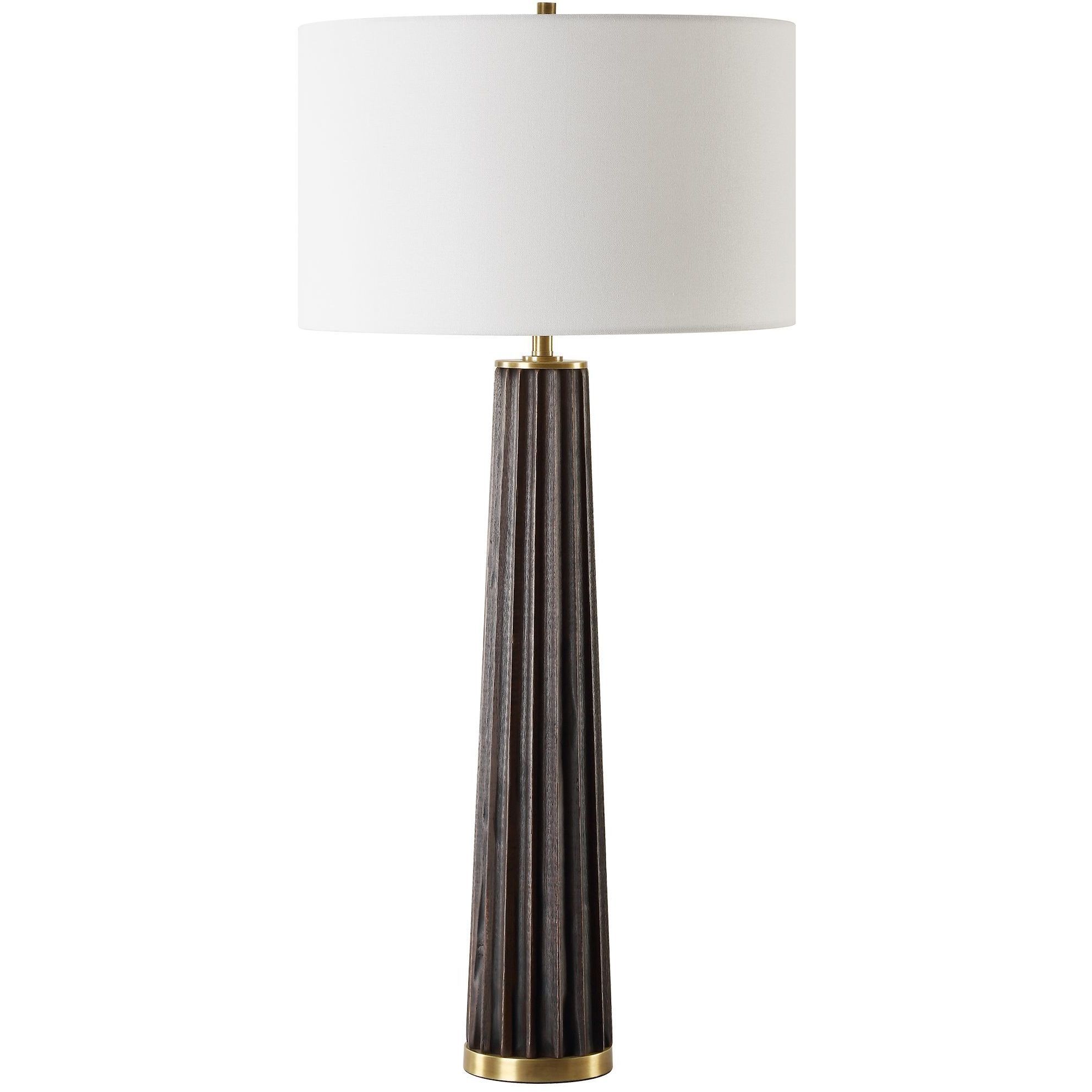 Forage 31.5 inch 100.00 watt Dark Stain Oak and Antique Brass Table Lamp Portable Light